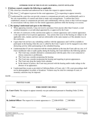Form PL-CR012 Request for Remote Appearance: Criminal - County of Placer, California, Page 2