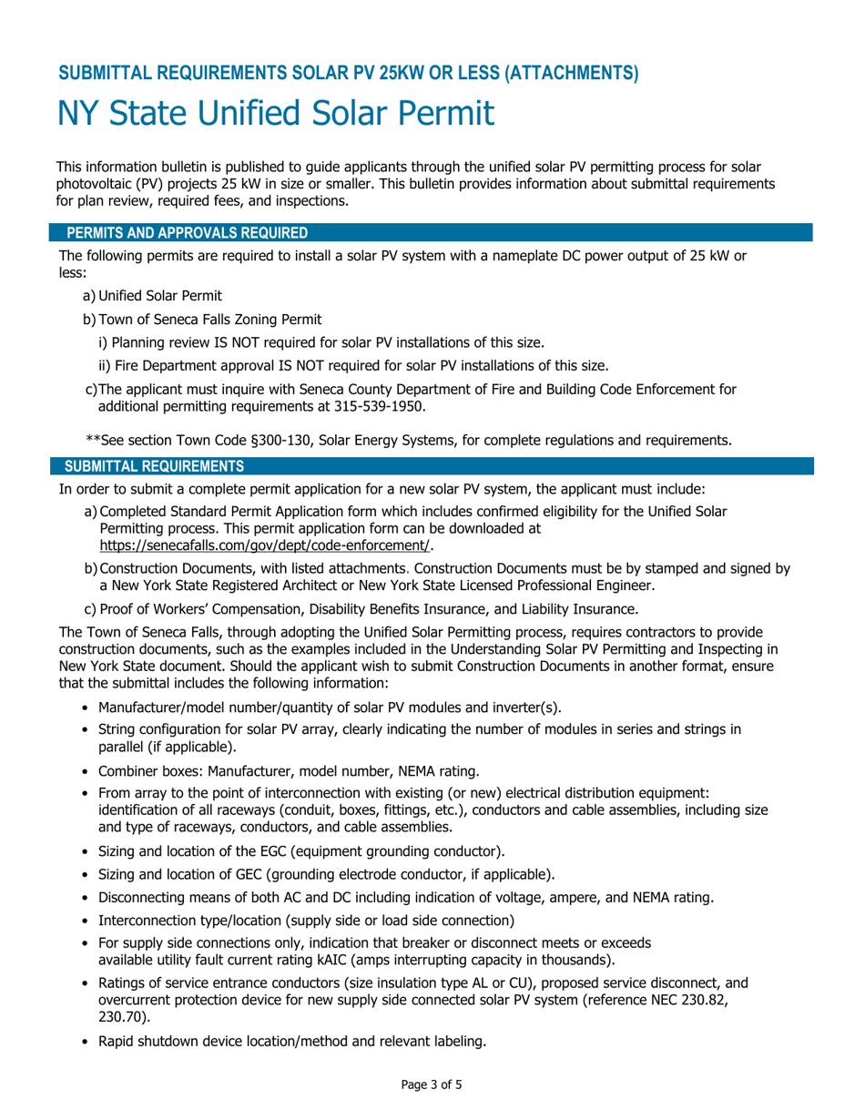 Ny State Unified Solar Permit Application - Town of Seneca Falls, New York, Page 3