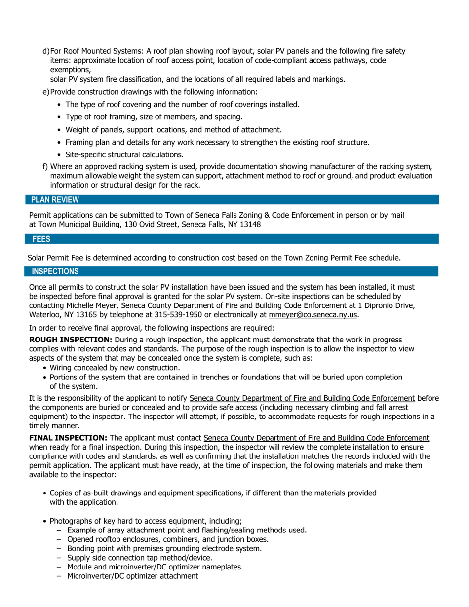 Ny State Unified Solar Permit Application - Town of Seneca Falls, New York, Page 4
