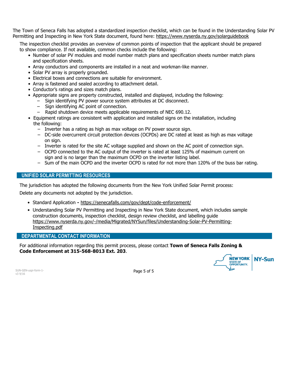 Ny State Unified Solar Permit Application - Town of Seneca Falls, New York, Page 5