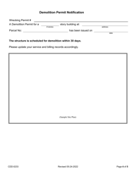 Form CDD-0233 Application for Wrecking Permit - City of Sacramento, California, Page 4