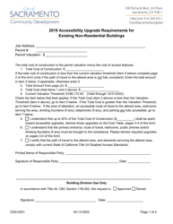 Document preview: Form CDD-0201 Accessibility Upgrade Requirements for Existing Non-residential Buildings (Declaration and Certification) - City of Sacramento, California