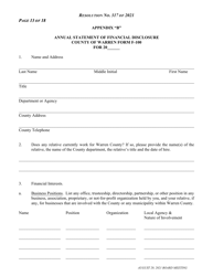Form F-100 Appendix B Annual Statement of Financial Disclosure - Warren County, New York