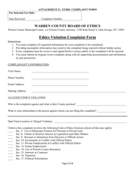 Attachment E Ethics Violation Complaint Form - Warren County, New York