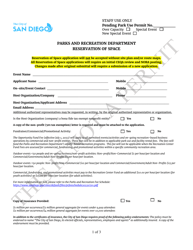 Document preview: Application for Reservation of Space - City of San Diego, California