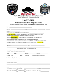 Vehicle Verification Request Form - Williamson County, Texas