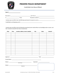 Credit/Debit Card Abuse Form and Affidavit - Town of Prosper, Texas, Page 4