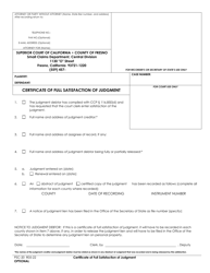 Document preview: Form PSC-20 Certificate of Full Satisfaction of Judgment - County of Fresno, California
