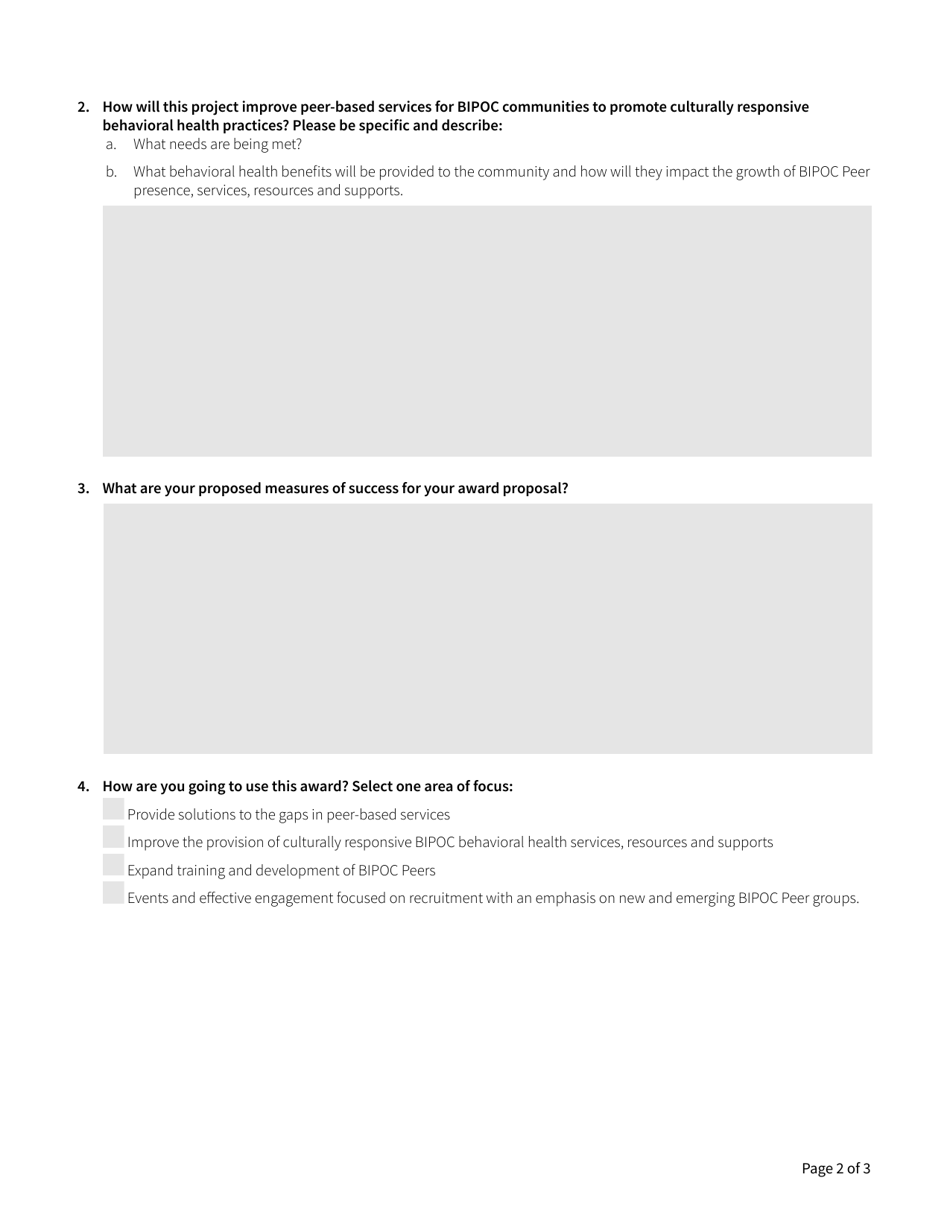Form HCA82-0399 Dbhr Bipoc Seed Funding Application - Washington, Page 2