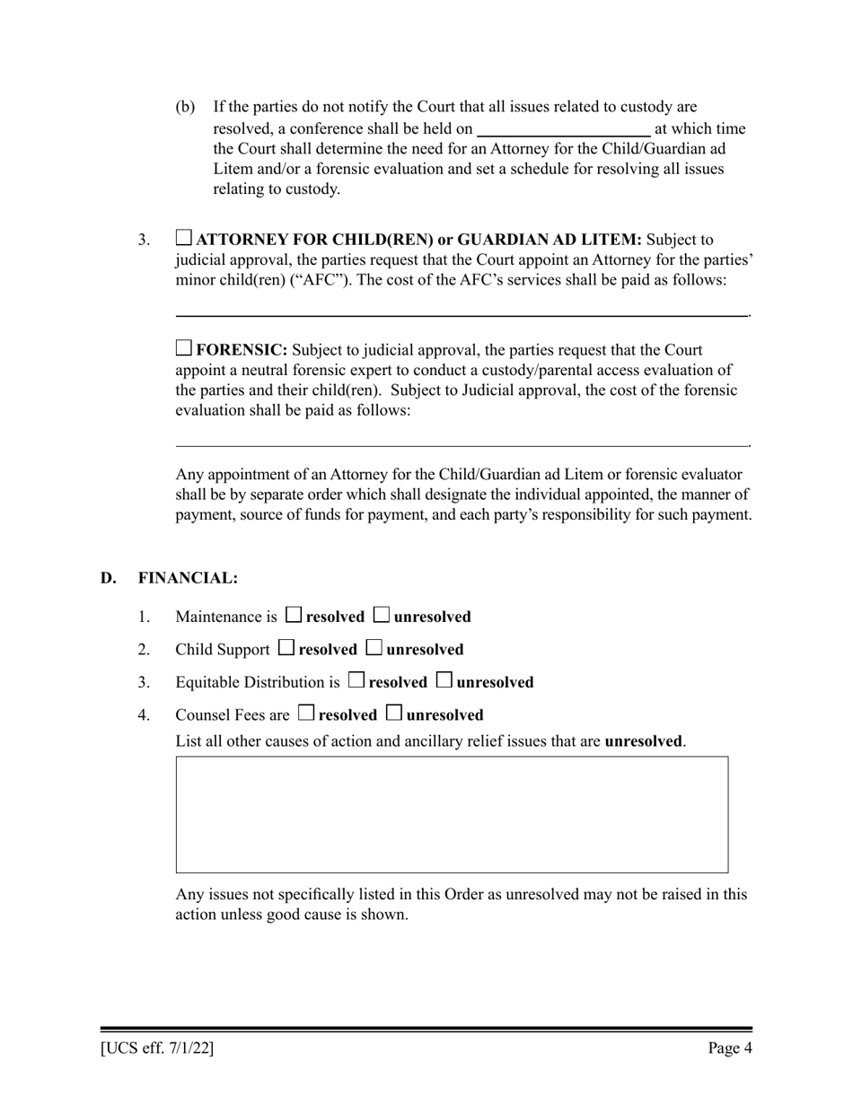 Preliminary Conference Stipulation / Order Contested Matrimonial - New York, Page 4