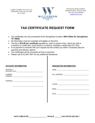 Document preview: Tax Certificate Request Form - Williamson County, Texas
