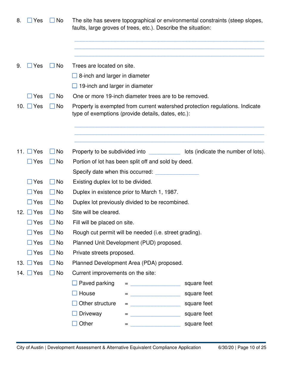 Development Assessment  Alternative Equivalent Compliance Application - City of Austin, Texas, Page 10