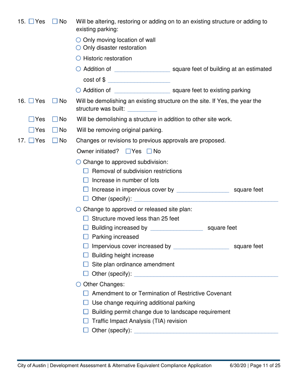 Development Assessment  Alternative Equivalent Compliance Application - City of Austin, Texas, Page 11