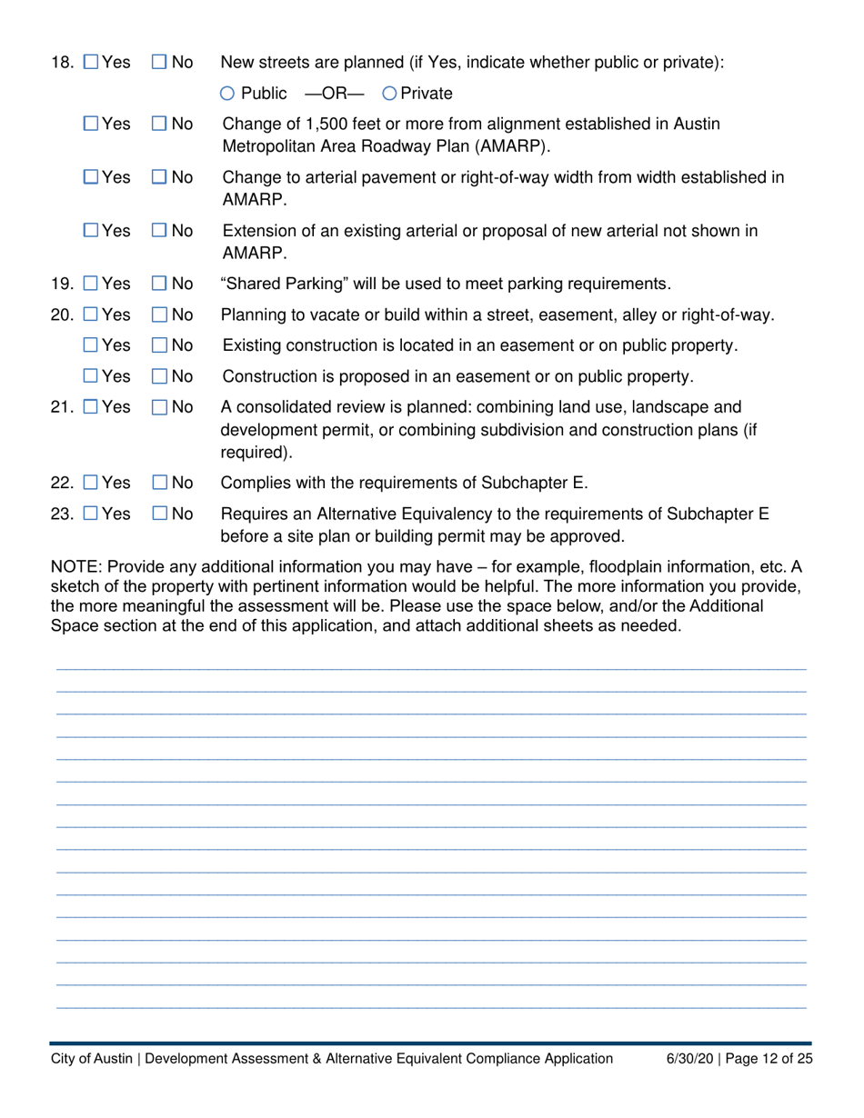 Development Assessment  Alternative Equivalent Compliance Application - City of Austin, Texas, Page 12