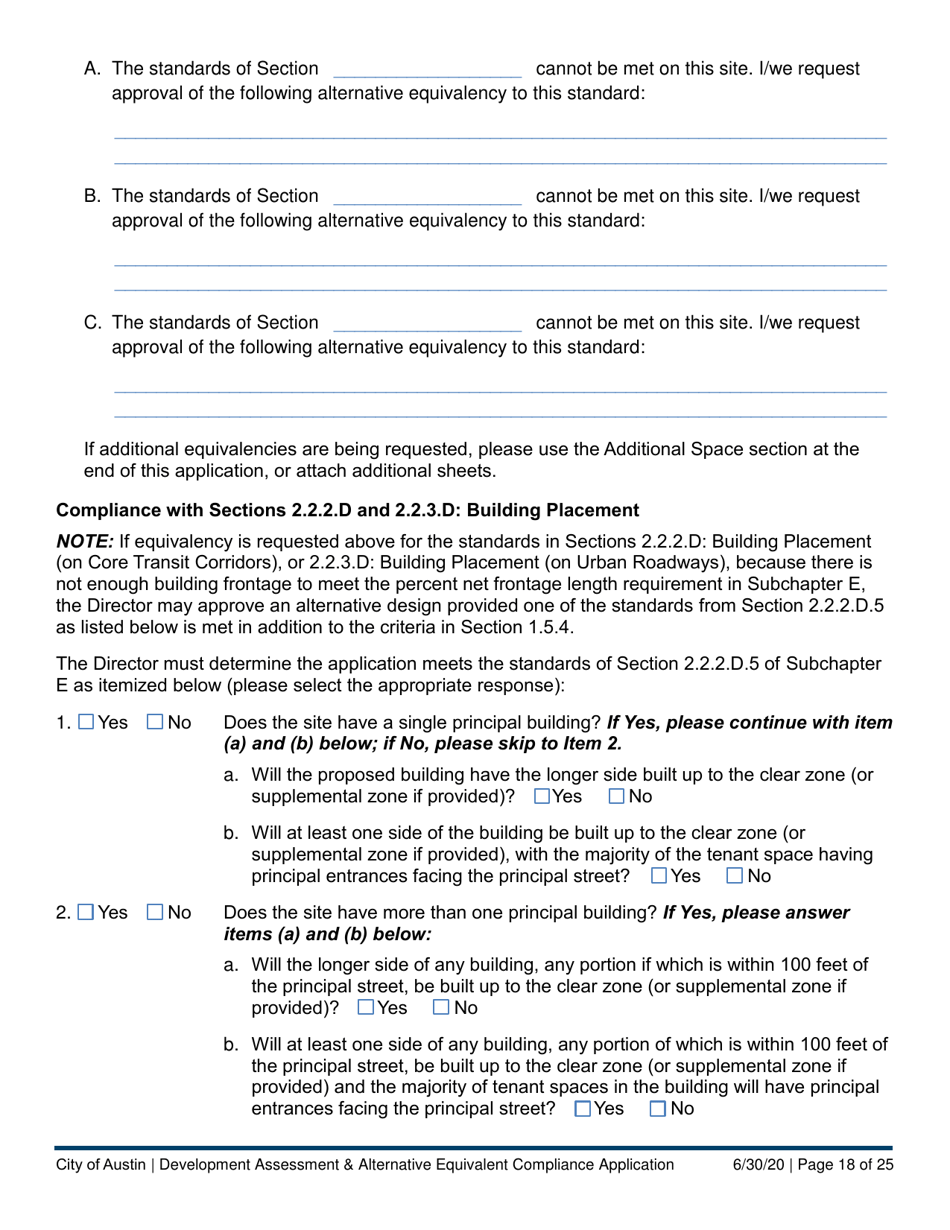 Development Assessment  Alternative Equivalent Compliance Application - City of Austin, Texas, Page 18