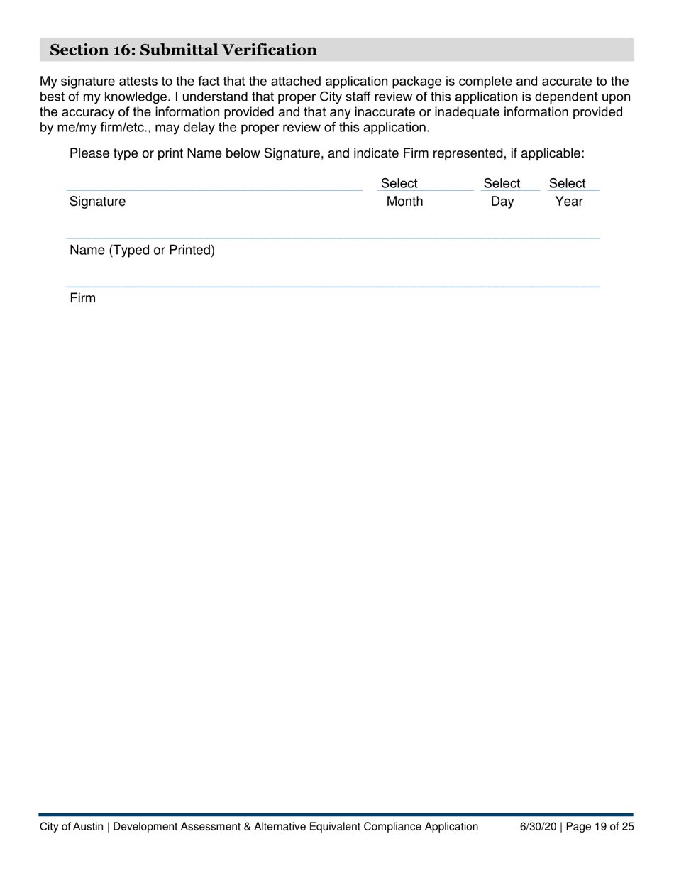 Development Assessment  Alternative Equivalent Compliance Application - City of Austin, Texas, Page 19