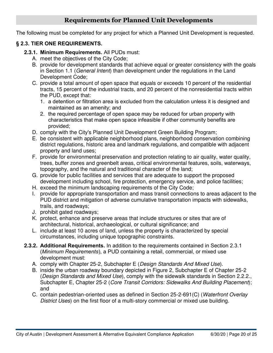 Development Assessment  Alternative Equivalent Compliance Application - City of Austin, Texas, Page 20