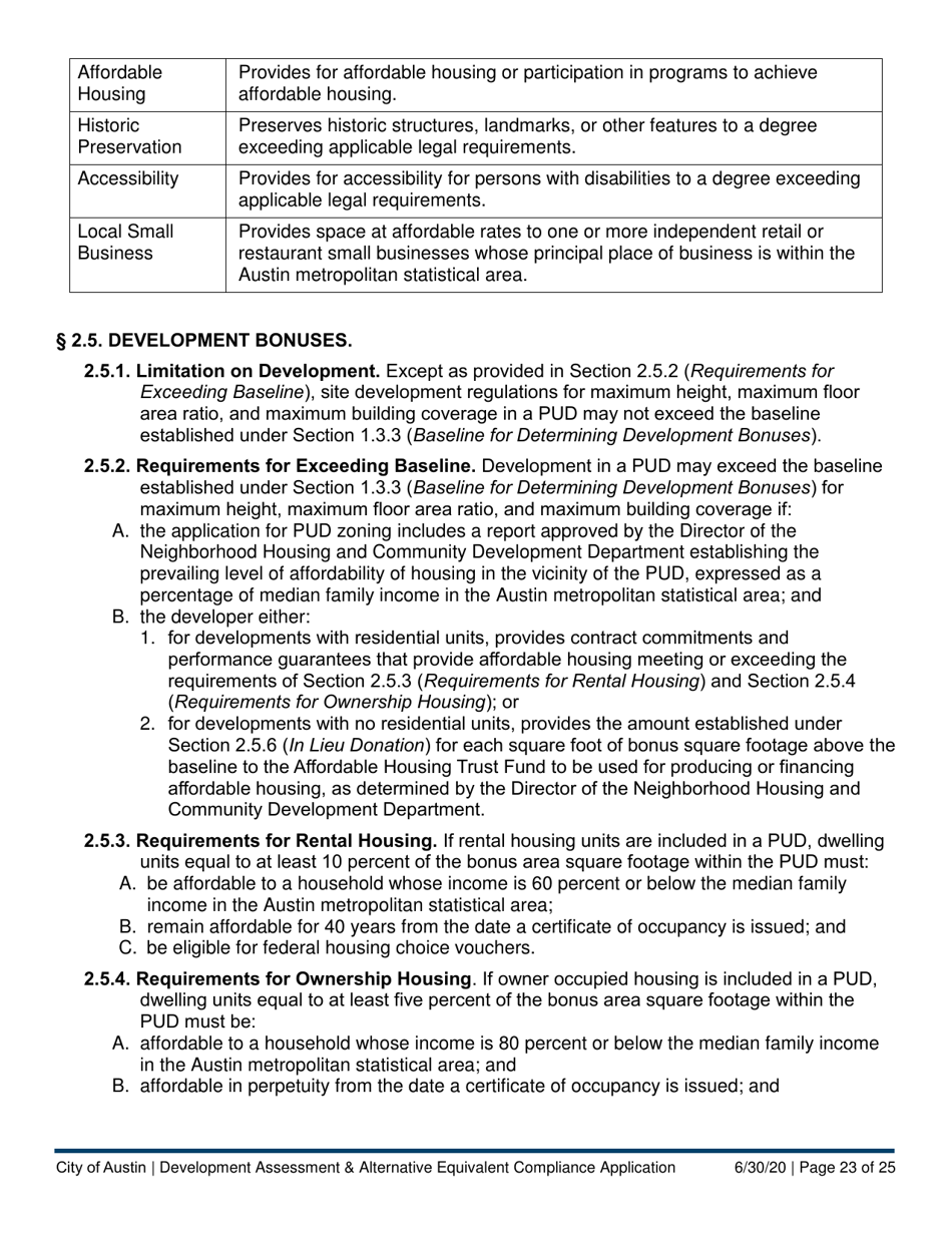 Development Assessment  Alternative Equivalent Compliance Application - City of Austin, Texas, Page 23