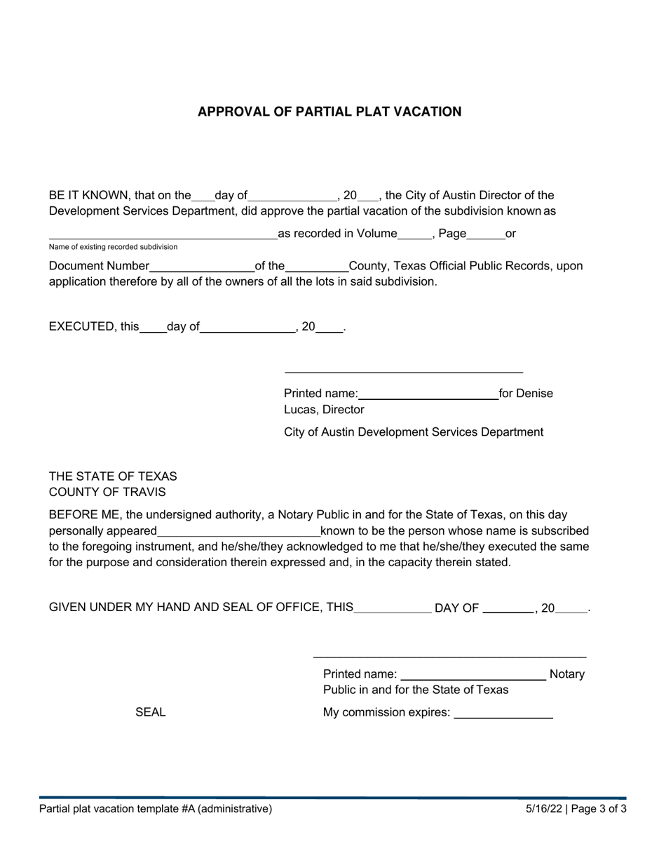 Partial Plat Vacation Administrative Approval - City of Austin, Texas, Page 3