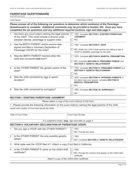 Form DCSS0095 Parentage Questionnaire - California, Page 2