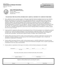 Form CGCC-CH2-13 &quot;Authorization to Release Information&quot; - California