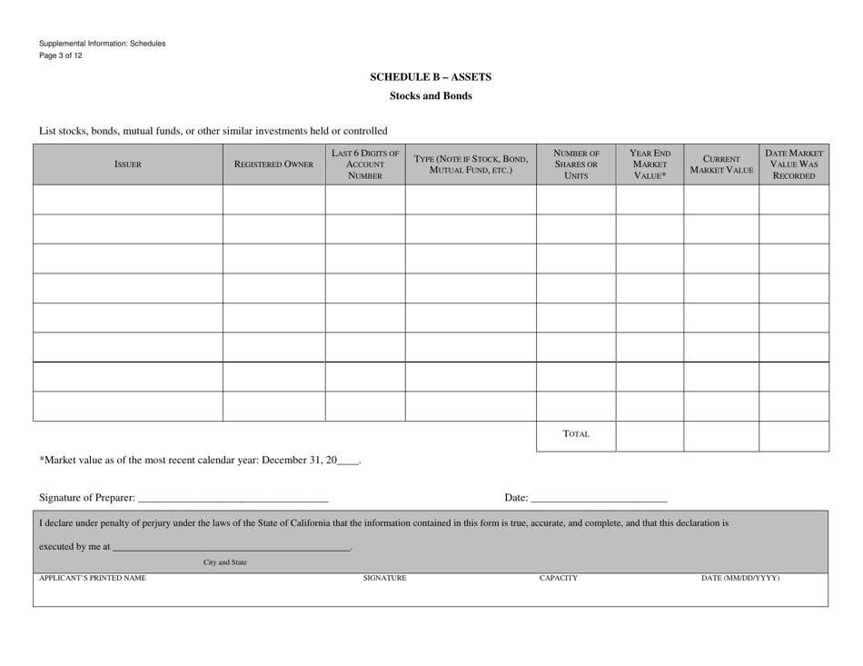 Form CGCC-CH2-11 Supplemental Information Schedules - California, Page 3