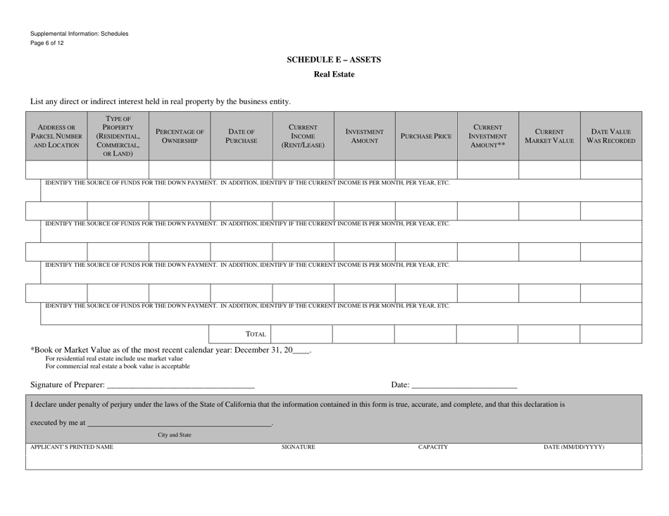 Form CGCC-CH2-11 Supplemental Information Schedules - California, Page 6
