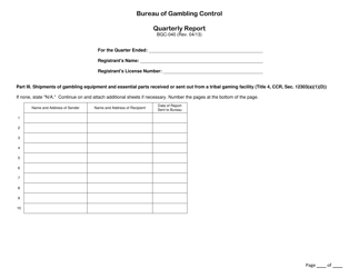 Form BGC-040 Quarterly Report - California, Page 3