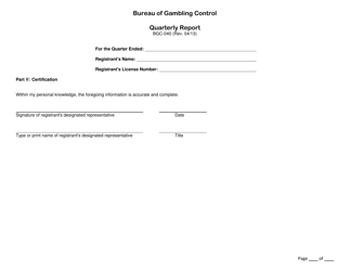 Form BGC-040 Quarterly Report - California, Page 5