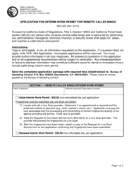 Form BGC-622 Application for Interim Work Permit for Remote Caller Bingo - California