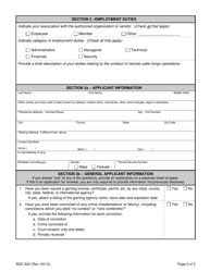 Form BGC-622 Application for Interim Work Permit for Remote Caller Bingo - California, Page 2