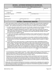 Form BGC-622 Application for Interim Work Permit for Remote Caller Bingo - California, Page 3