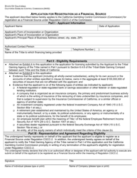 Form CGCC-2 &quot;Application for Registration as a Financial Source&quot; - California