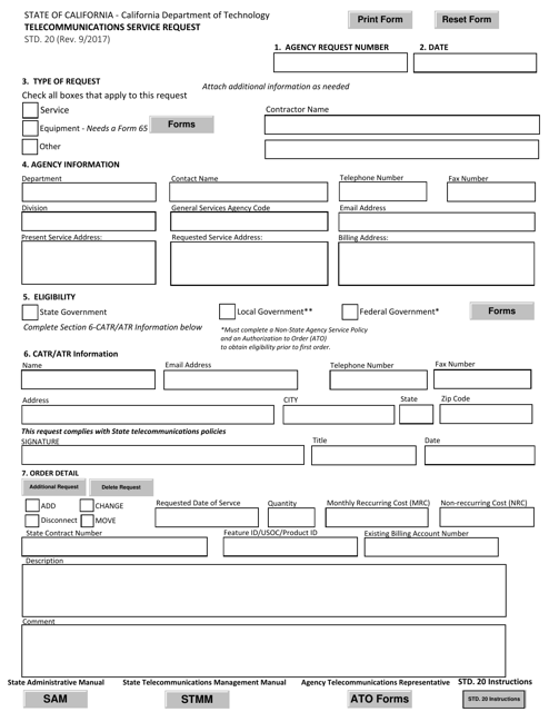 Form STD.20  Printable Pdf