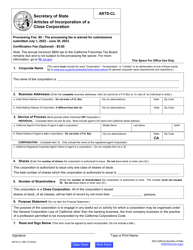 Form ARTS-CL Articles of Incorporation of a Close Corporation - California, Page 2