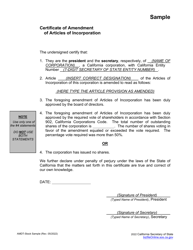 Certificate of Amendment of Articles of Incorporation - Stock - California, Page 4