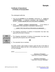 Certificate of Amendment of Articles of Incorporation - California Nonprofit Corporations - California, Page 4