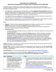 Form S&amp;DC-INS Statement and Designation by Foreign Insurer Corporation - California, Page 2