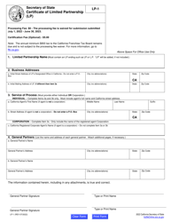 Form LP-1 Certificate of Limited Partnership (Lp) - California, Page 2