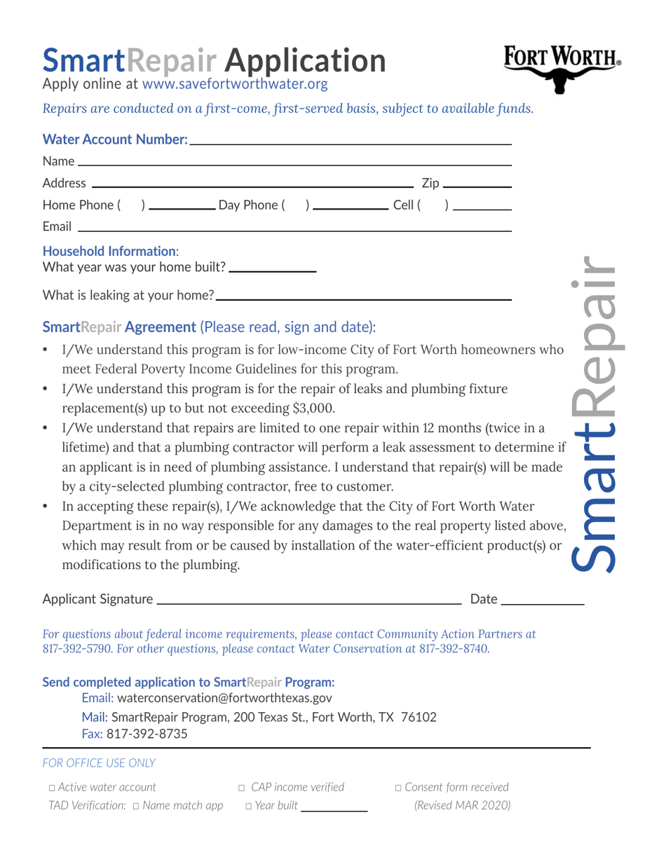 Smartrepair Application  Consent Form - City of Fort Worth, Texas, Page 3