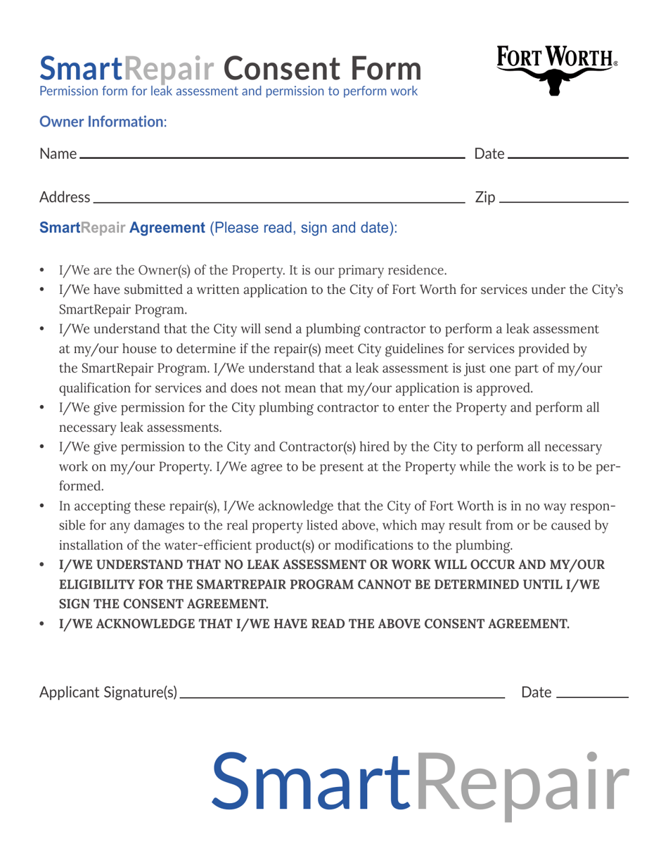 Smartrepair Application  Consent Form - City of Fort Worth, Texas, Page 4