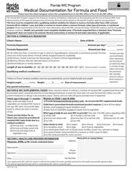 Form DH3110 Medical Documentation for Formula and Food - Florida