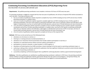Continuing Parenting Coordination Education (Cpce) Reporting Form - Florida, Page 2