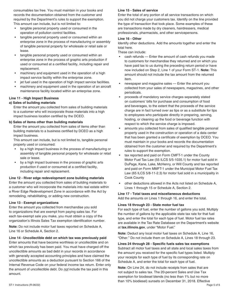 Instructions for Form ST-1, 002 Sales and Use Tax and E911 Surcharge Return - Illinois, Page 5