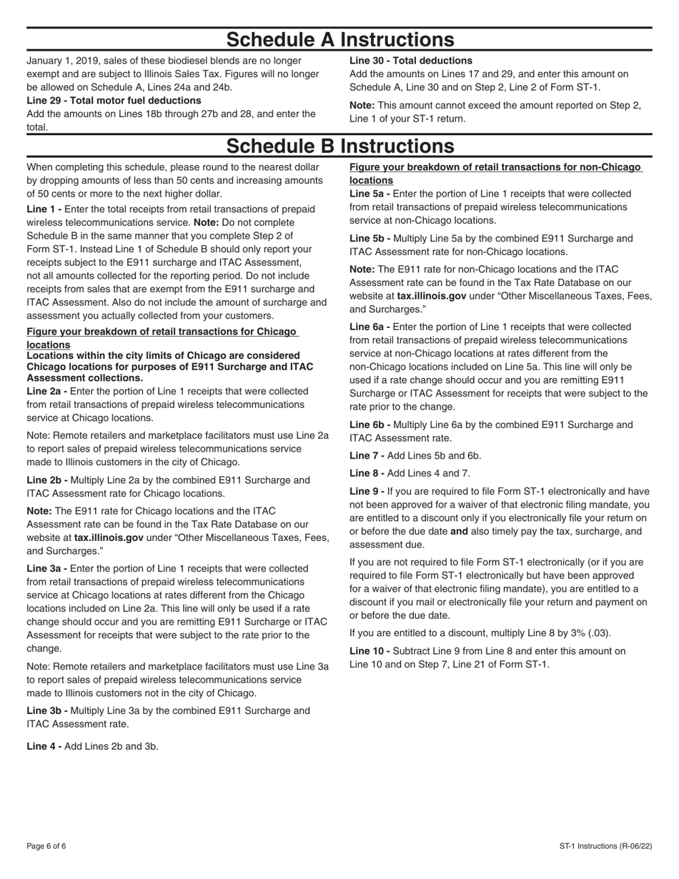 Instructions for Form ST-1, 002 Sales and Use Tax and E911 Surcharge Return - Illinois, Page 6