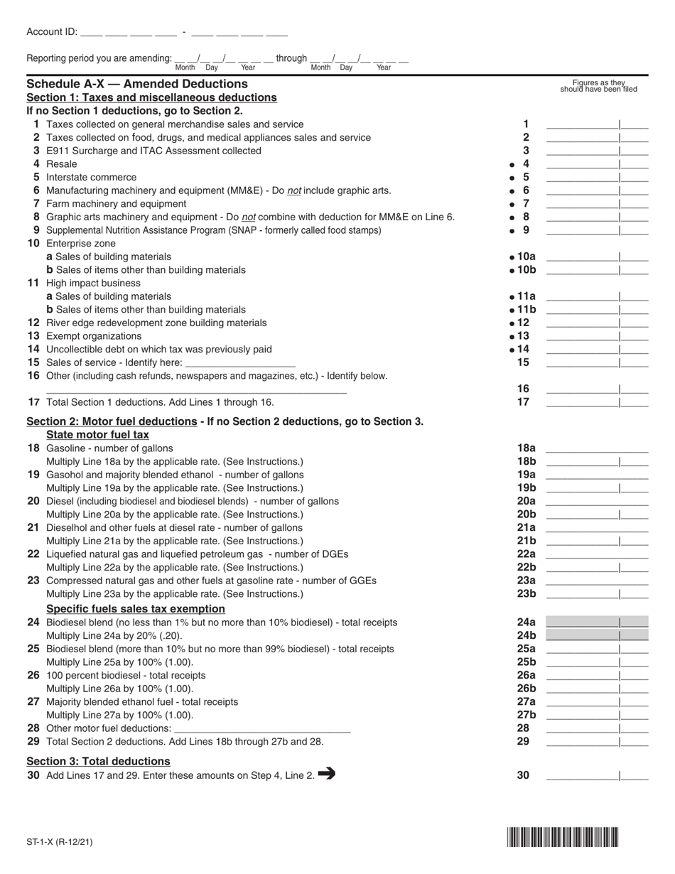 Form ST-1-X Amended Sales and Use Tax and E911 Surcharge Return - Illinois, Page 3