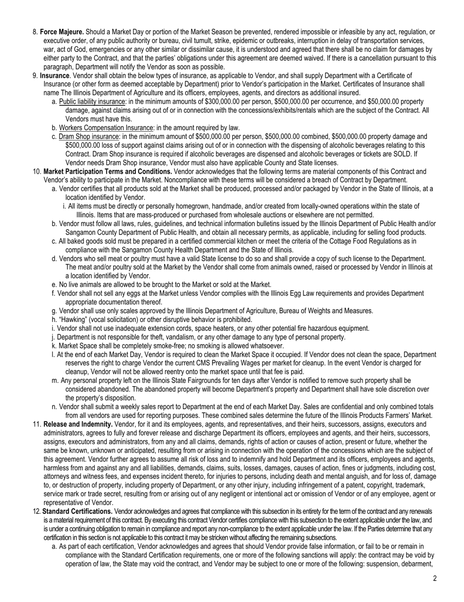 Vendor Guidelines and Agreement - Illinois Products Farmers Market - Illinois, Page 2