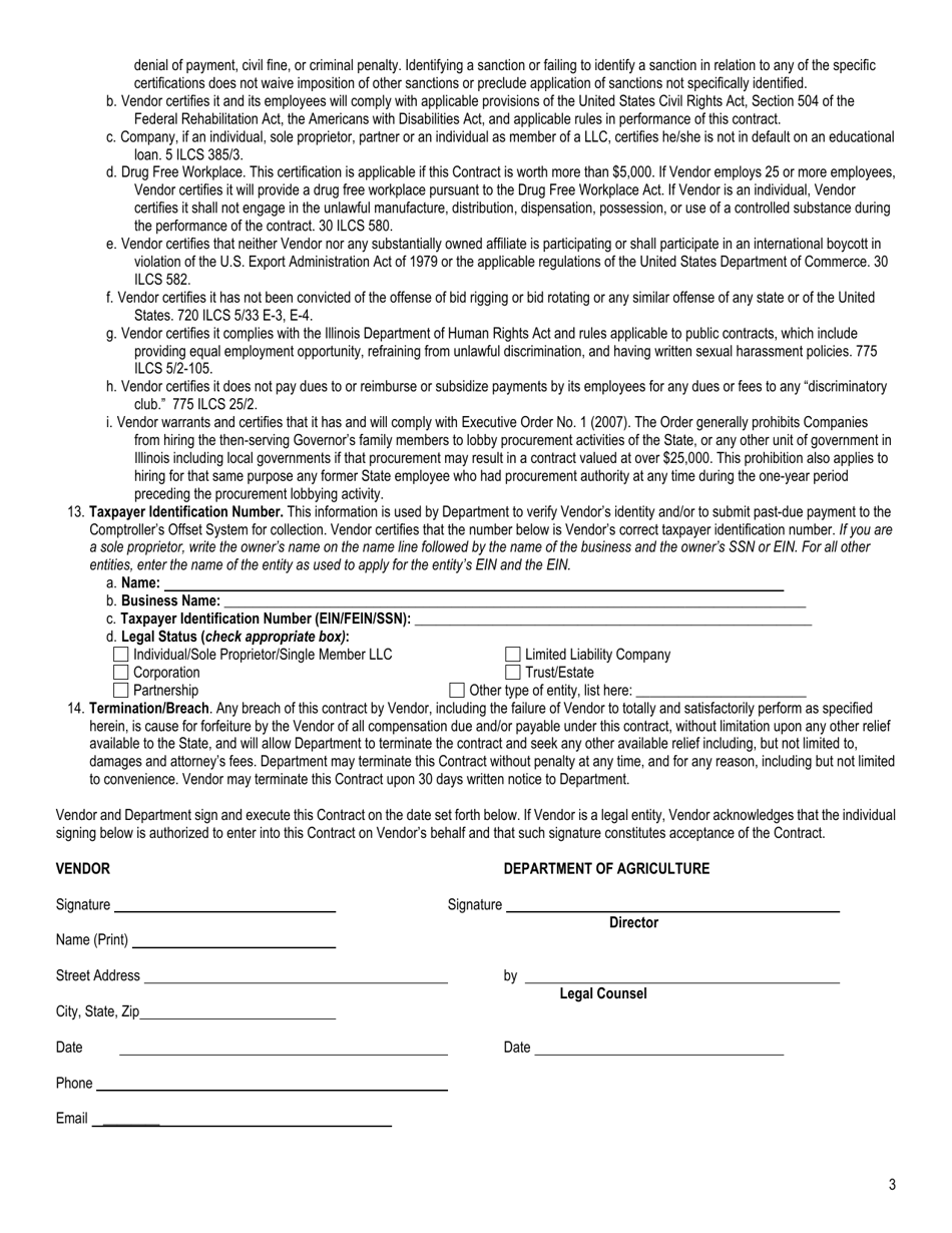 Vendor Guidelines and Agreement - Illinois Products Farmers Market - Illinois, Page 3