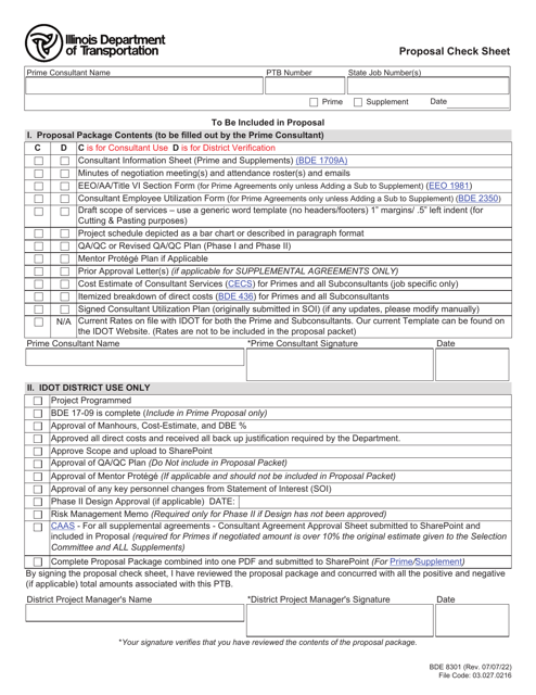 Form BDE8301  Printable Pdf