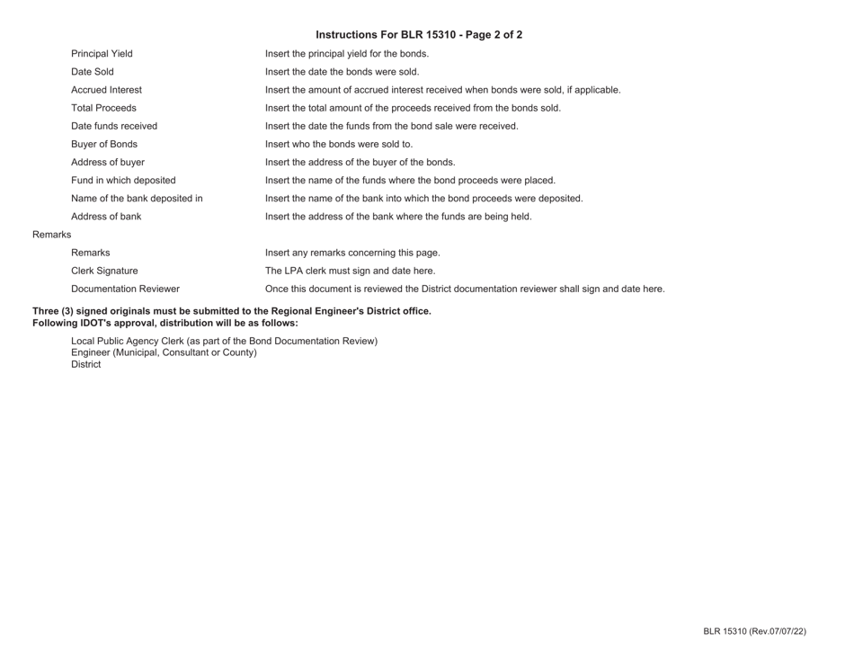 Form BLR15310 General Improvement Bond Issues - Description, Ordinance, Election, and Bond Data - Illinois, Page 3
